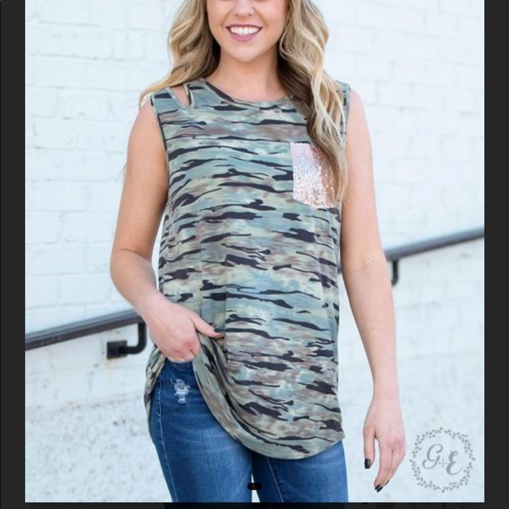 Camo Sequin Tank